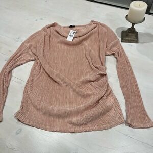 Express Ballet Pink Textured‎ Draped Cowl Neck Ruched Side Top Small NWT